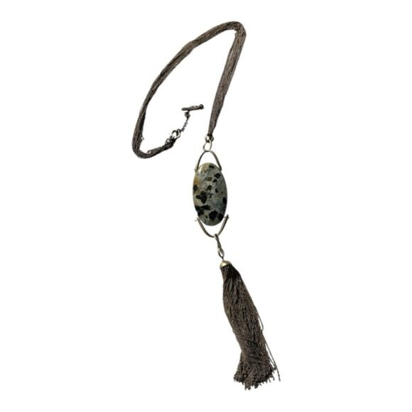 Kenneth Cole Oval Black Tourmaline Gold-Tone Tassel Pendant Necklace - Picture 6 of 10